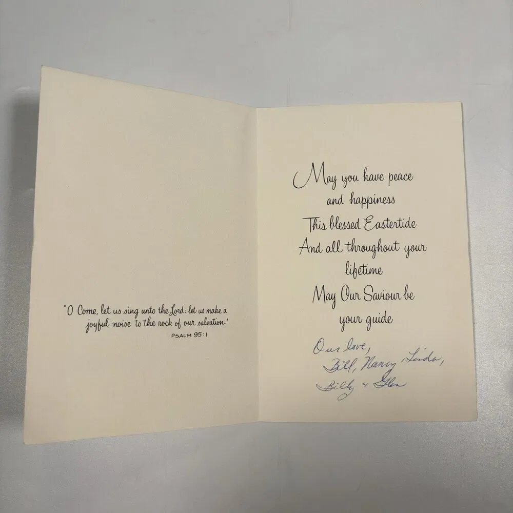 Vintage Laurel Religious Easter Greeting Card Bible Psalm 95:1 Wall Decor Art